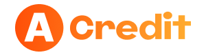 Логотип Acredit.kz с переходом от ярко оранжевого к светлому, кроме того, белая буква A расположена в оранжевом круге
