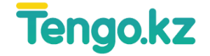Логотип Tengo.kz, где название зеленого цвета, но над буквой T есть дополнительная линия желтого цвета