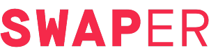 Логотип Swaper.com большими красными буквами и жирным выделением первой части SWAP