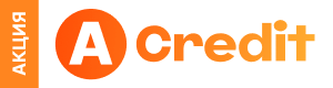 Логотип Acredit.kz с переходом от ярко оранжевого к светлому, кроме того, белая буква A расположена в оранжевом круге