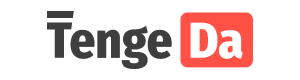 Логотип TengeDa.kz с первой частью черными буквами и частью Da белыми буквами в красном квадрате