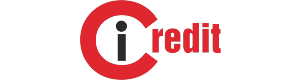 Логотип I-credit.kz красного цвета, кроме того, буква i обозначена черным цветом и расположена в середине полукруглой буквы C